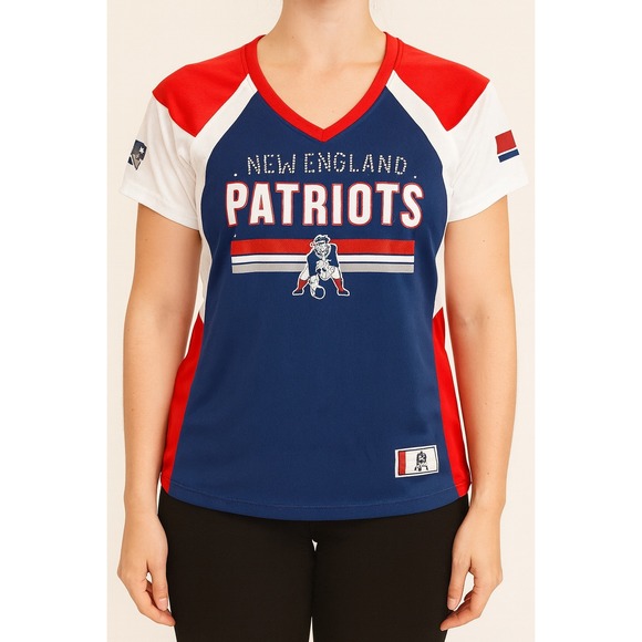 Majestic Tops - New‎ England Patriots Majestic Athletic NFL Football Jersey V-Neck Top